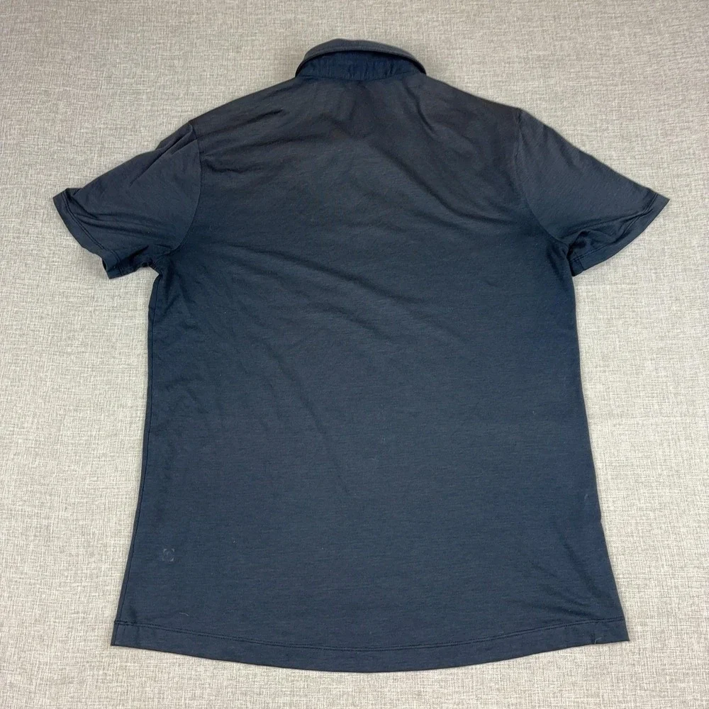 Lululemon Polo Shirt Mens L Blue Solid Lightweight Athletic Golf Short Sleeve